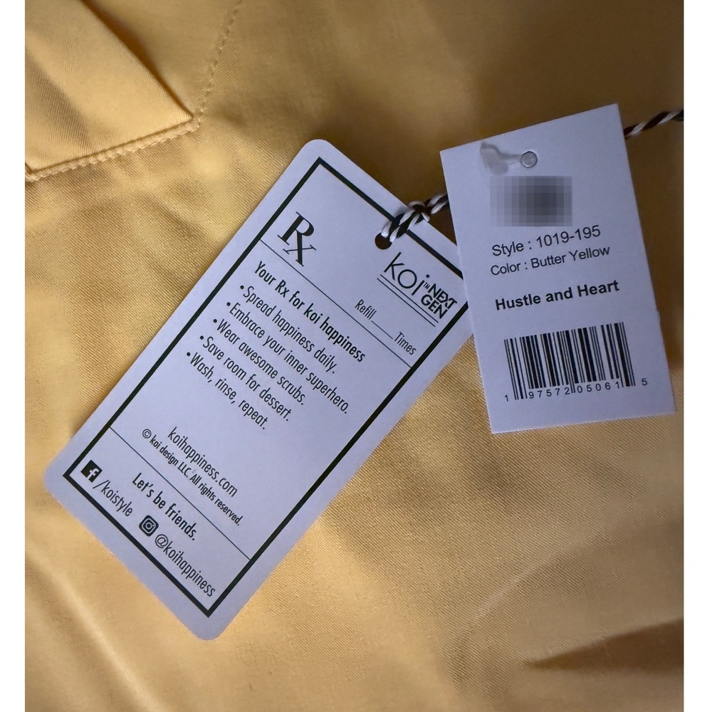 NWT- Koi Scrub Top Womens Medium Butter Yellow Next Gen Hustle and Heart NWT - Picture 4 of 6
